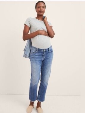 Hatch Maternity Strong Like A mama Jeans Indigo Blue Side Panel (J3)